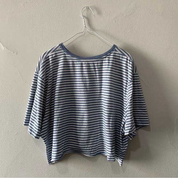 Baby blue striped cropped t-shirt - Picture 2 of 5